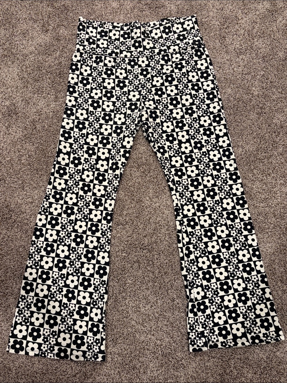 wild fable Black & White Floral Check Flare Pants